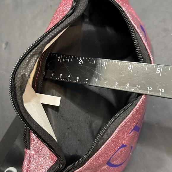 Cleo Pink Glitter Preppy Designer Fanny Pack Outdoor Waist Belt Bag - Picture 10 of 12